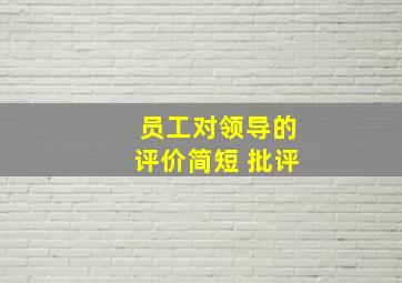 员工对领导的评价简短 批评